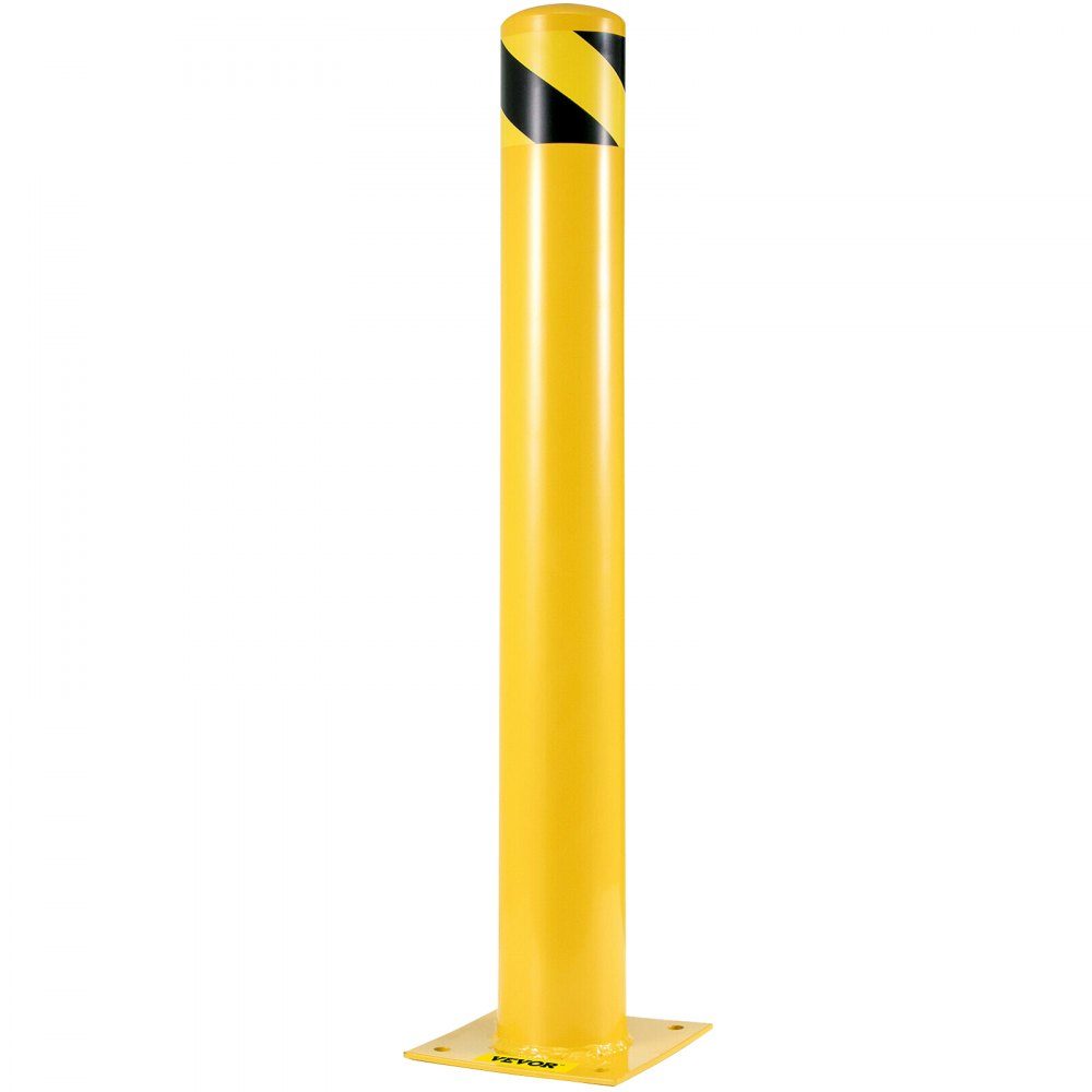 Borne de sécurité 48" x 4,5" Barrière de sécurité Borne 4,5" Diamètre extérieur 48" Hauteur Barrière de sécurité en tube d'acier enduit de poudre jaune