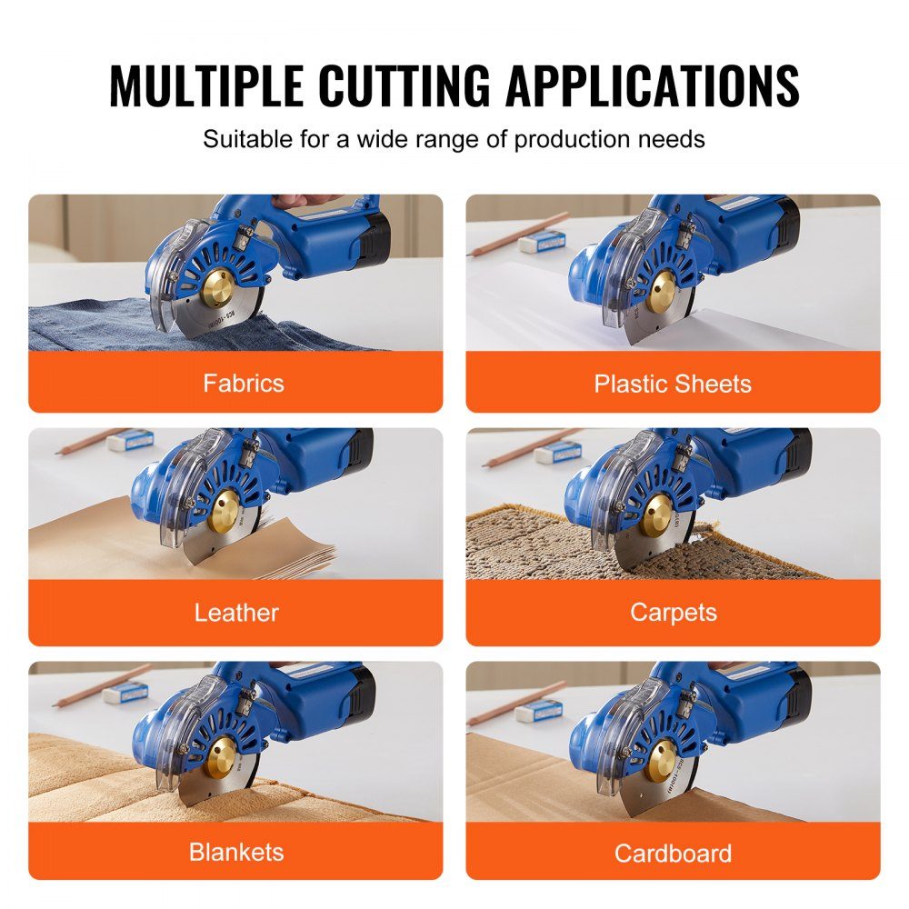 Portable Fabric Cutter 150W Electric Industrial Fabric Cutter Blade Size: 100mm Maximum Cutting Thickness: 27mm Cordless Fabric Scissors Made of Alloy Steel Ideal for Fabric, Cloth, etc