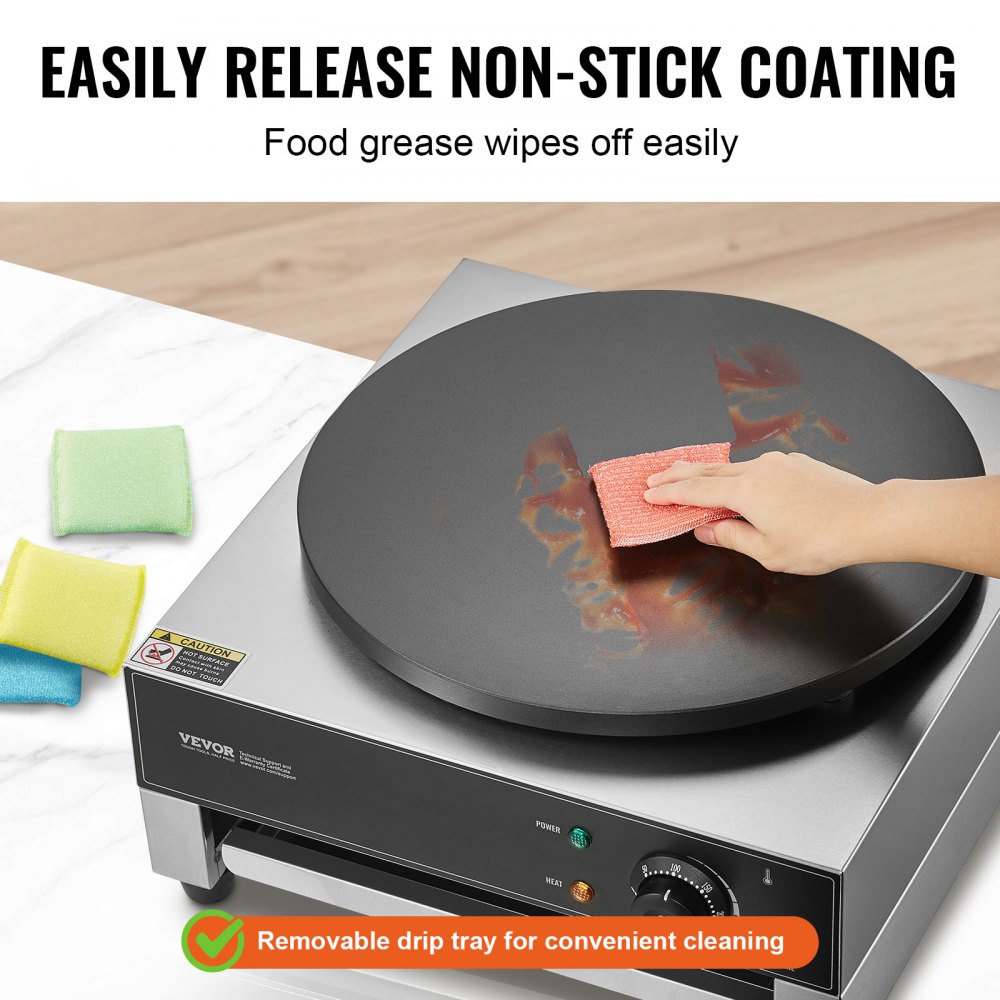 electric crepe maker crepe machine 3000W flat crepe griddle 40cm, non-stick stainless steel pancake stove, round cereal pancake stove, temperature control electric crepe maker crepe machine 3000W flat crepe griddle 40cm, non-stick stainless steel pancake stove, round cereal pancake stove, temperature control