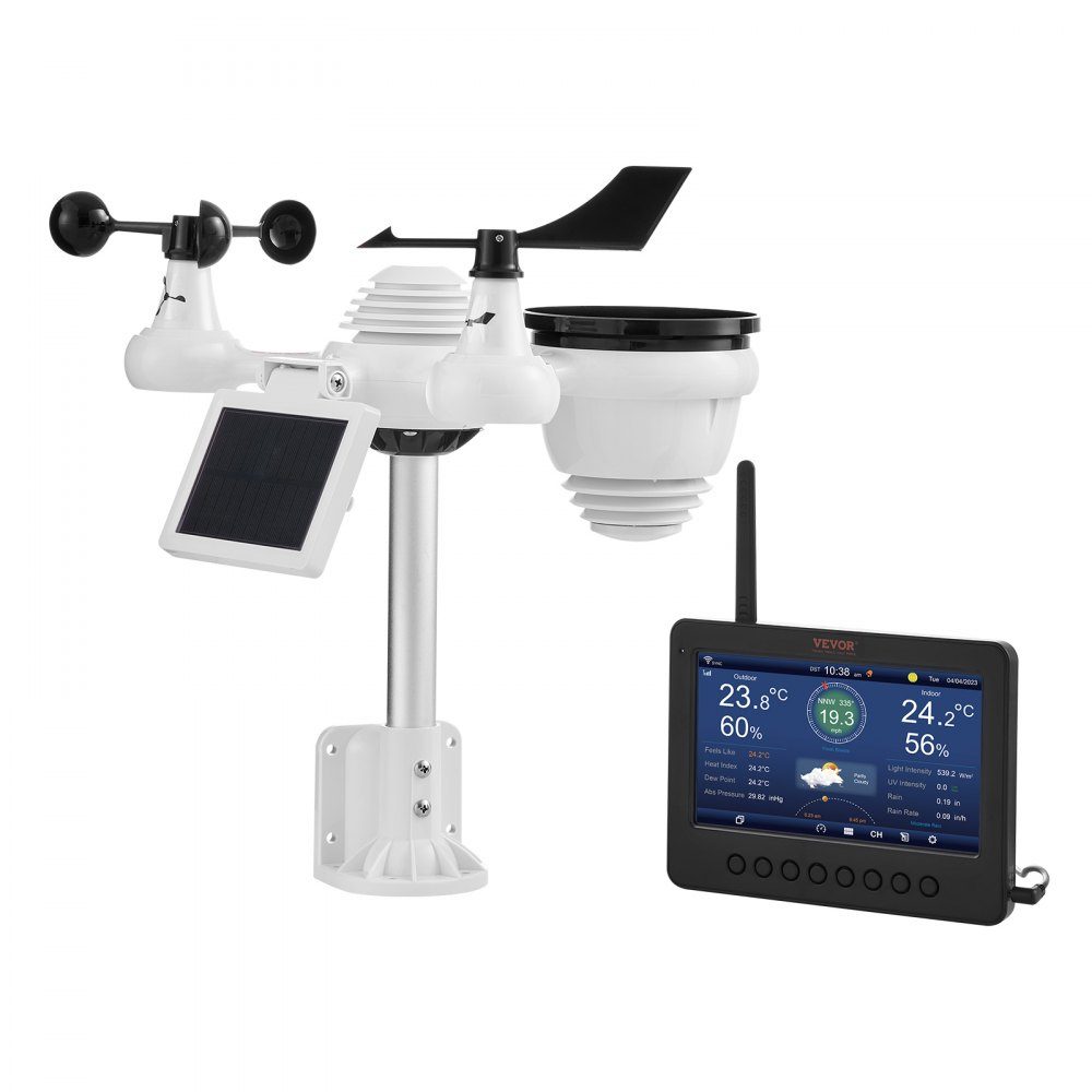 7-in-1 WiFi weather station 186 mm (7 inch) TFT display wireless outdoor sensor IPX6