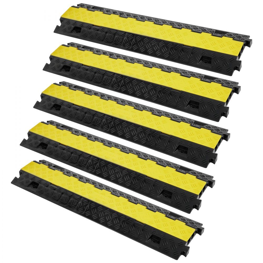 5er Set 2-Kanal Kabelschutzrampe Kabelbrücke aus TPU & TPR Schlauchbrücke 91,8 x 25 x 4,3 cm Überfahrschutz 10000 kg (pro Achse) Tragkraft Kabelrampe Anti-Rutsch-Design ideal für Parkplätze