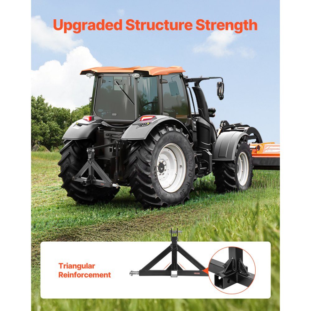 3 Point Tow Hitch with 2" Receiver Three Point Mount 3000lb Capacity Tractor Tow Hitch Adapter Compatible with Kubota, Mahindra, John Deere, Massey Ferguson – Part No. HT-22603
