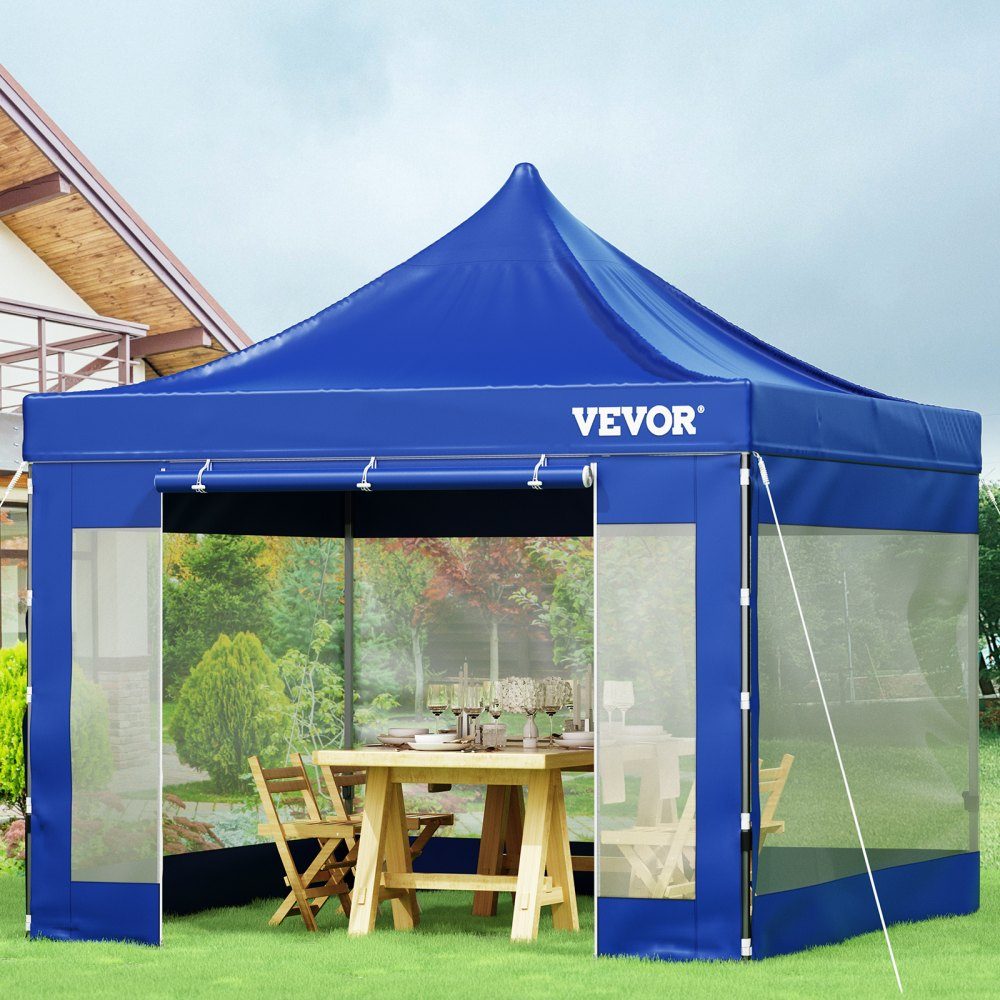 Składana altana 3x3 m Składana altana 240 g Powlekany PCV Poliester Pop Up 1,95-2,13 m Regulowany namiot imprezowy Namiot plażowy niebieski na wesela lub inne zajęcia komercyjne