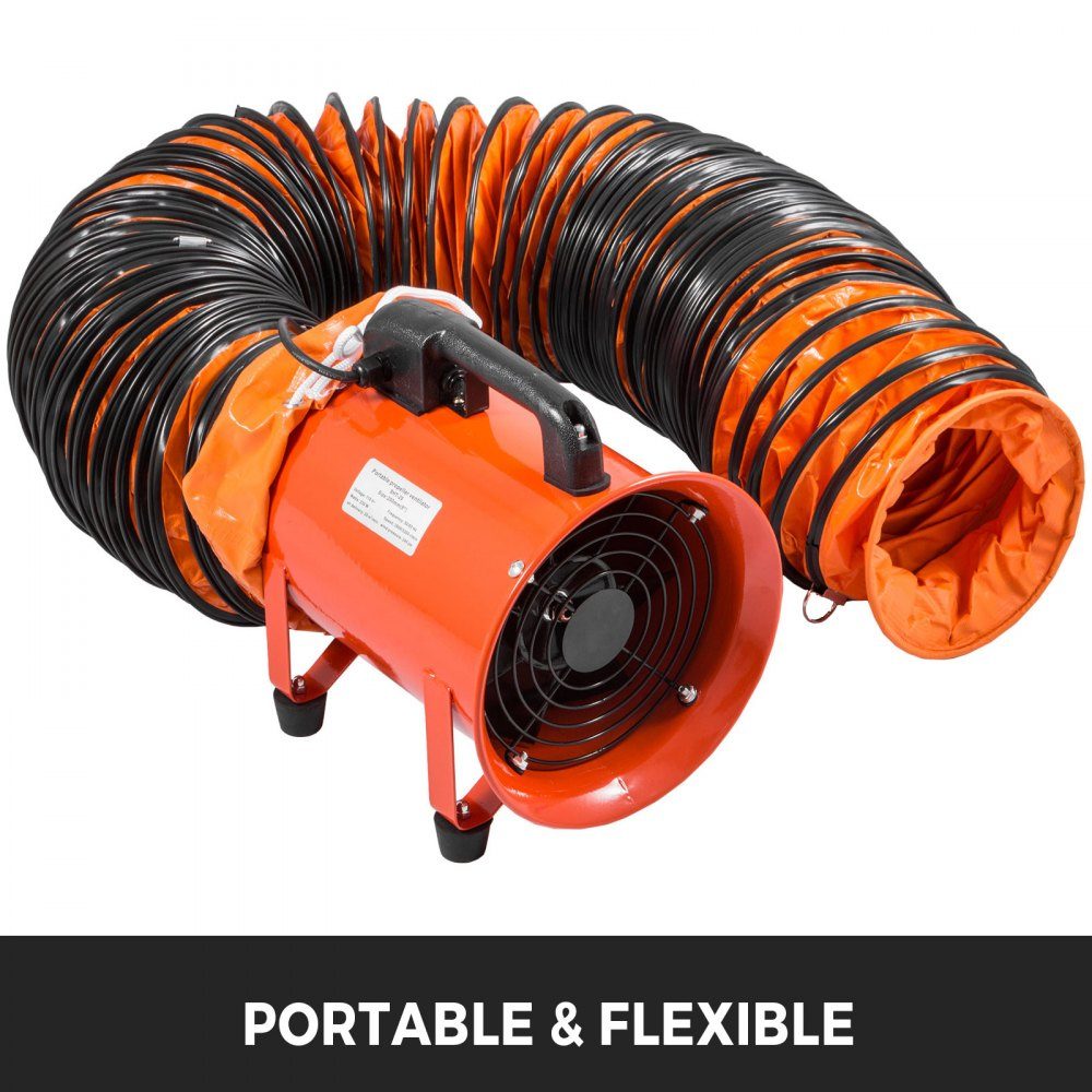 Tuyau flexible en PVC de 25 pieds, tuyau flexible en PVC, tuyau d'échappement de ventilateur portable industriel, tuyau robuste pour ventilateur d'extraction de 250 mm