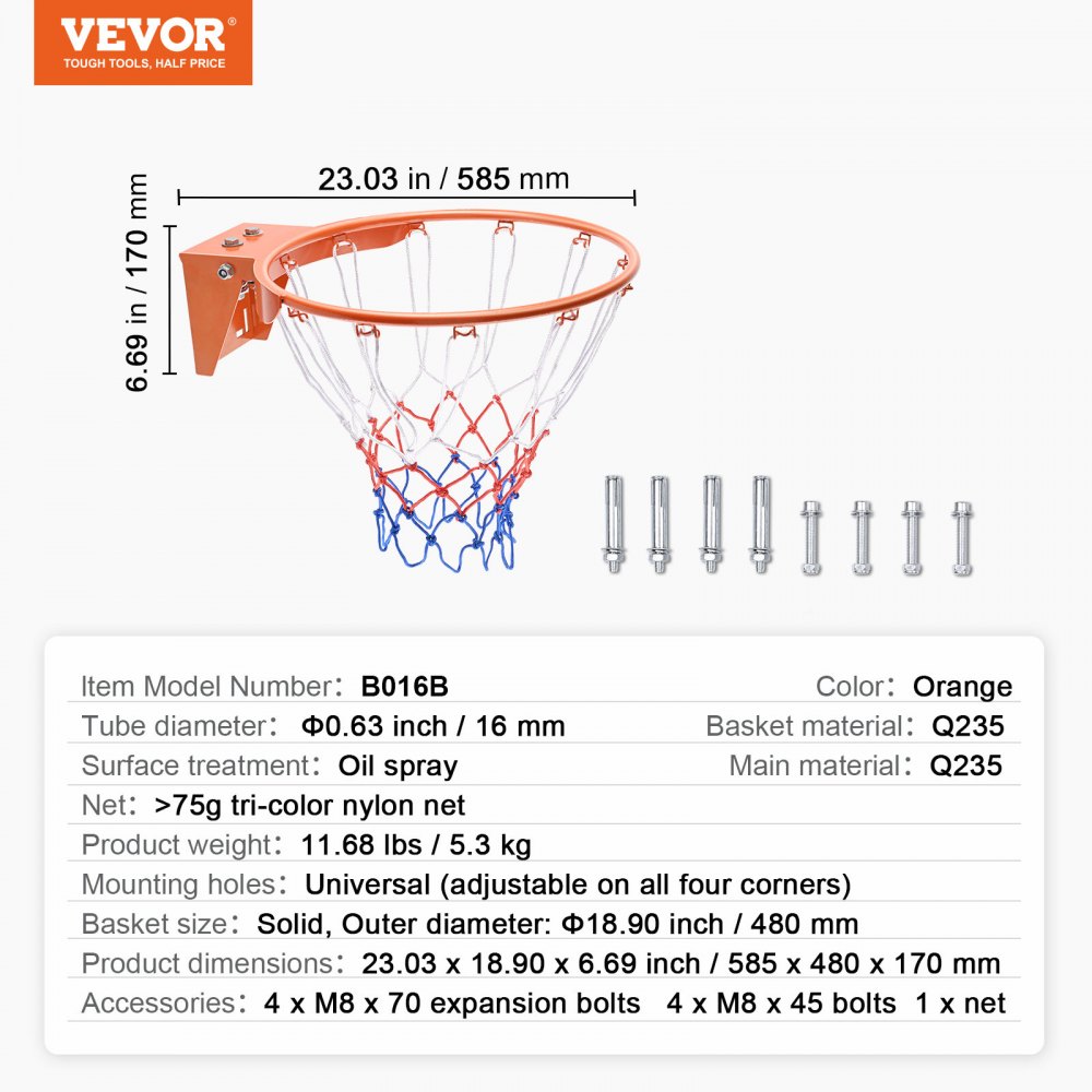 Basketball-Felge, an der Wandtür montierter Basketballkorb, robustes Q235-Basketball-Flex-Rand-Zielset mit Netz, standardmäßiger 18-Zoll-Hänge-Basketballkorb für den Innen- und Außenbereich für Kinder und Erwachsene Basketball-Felge, an der Wandtür montierter Basketballkorb, robustes Q235-Basketball-Flex-Rand-Zielset mit Netz, standardmäßiger 18-Zoll-Hänge-Basketballkorb für den Innen- und Außenbereich für Kinder und Erwachsene