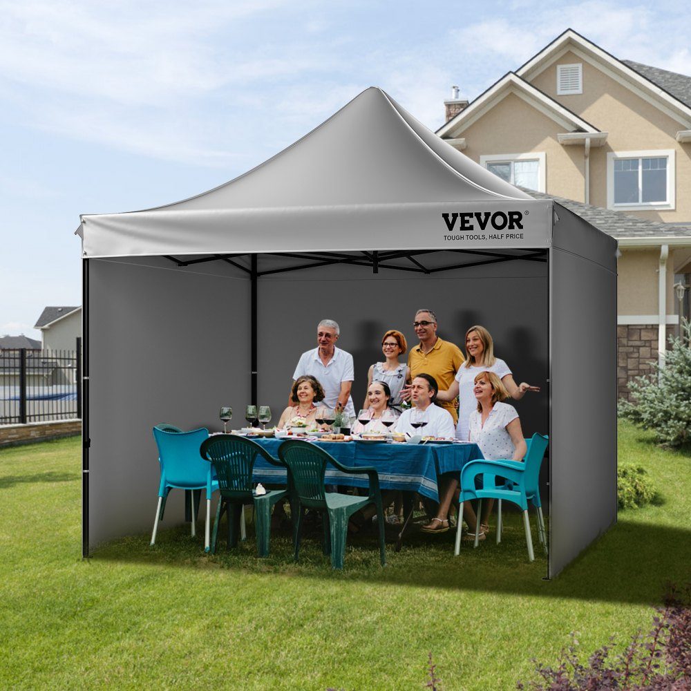 Pavillon 304,8x304,8x320cm Gartenzelt 500D PU Silberstoff Faltpavillon höhenverstellbar inkl. Aufbewahrungstasche Partyzelt 6-8 Personen Pop-up-Zelt Faltzelt Gartenpavillon für Campingausflug