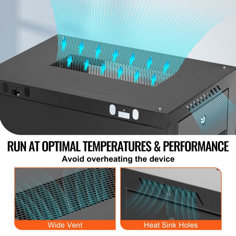 15U wandgemonteerde serverkast, maximale vloerbelasting van 500 lbs, netwerkrackbehuizing met zwenkwielen, afsluitbare deur van gehard glas, Q235 koolstofstaal voor IT-apparatuur A/V-apparatuur