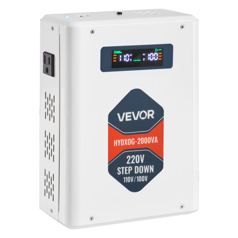 Step Down Voltage Converter 2000VA Heavy Duty Converter 220V to 110V Power Transformer with 2 US Sockets USB Output LCD Display Temperature Protection for 110V Devices