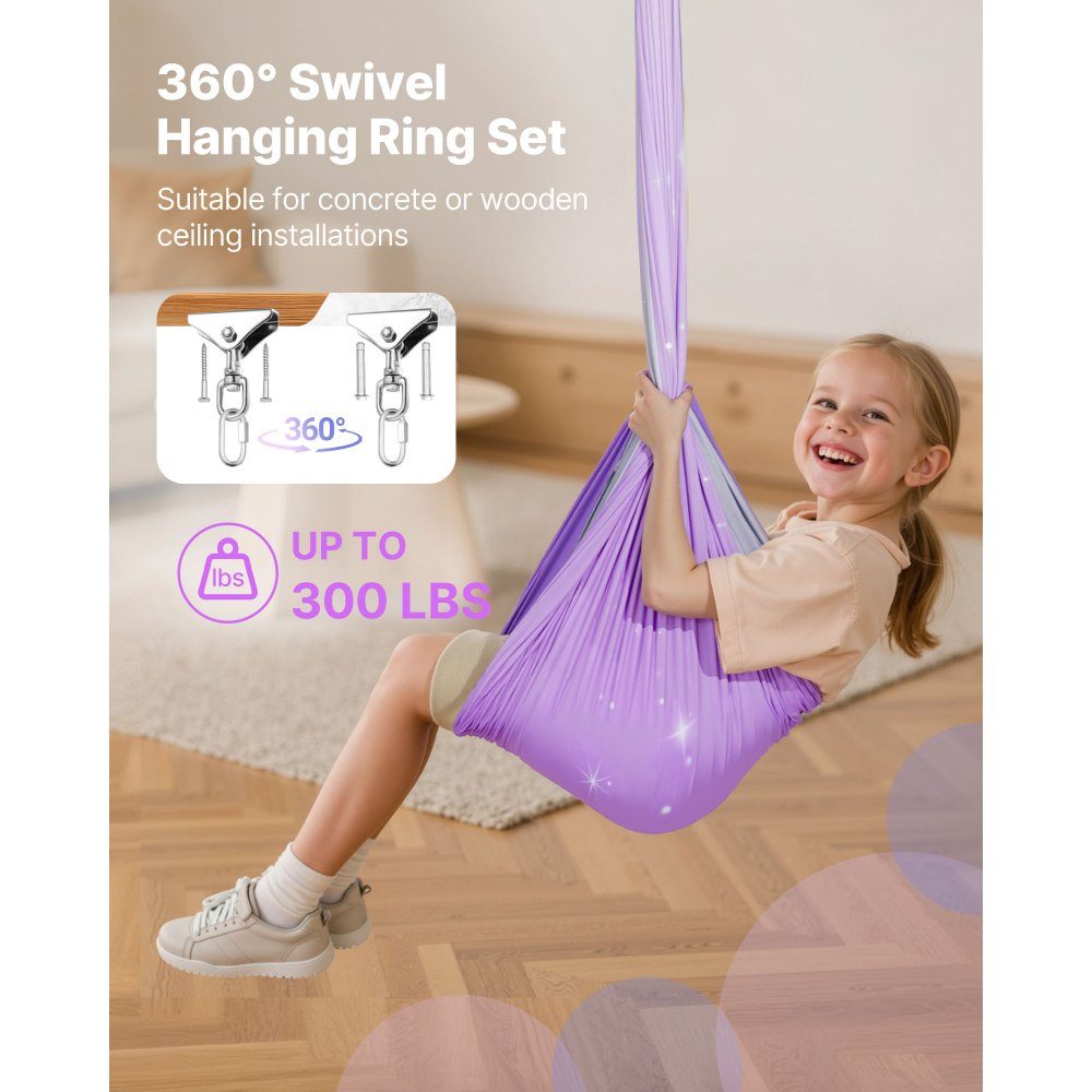 Aerial Yoga hangmatset Dubbellaags stof Aerial Yoga Swing Luchtvliegende Yoga Swing met 360° draaibare ophanging en O-sling en maximaal draagvermogen van 300 lbs Plafondschommels Roze + Blauw