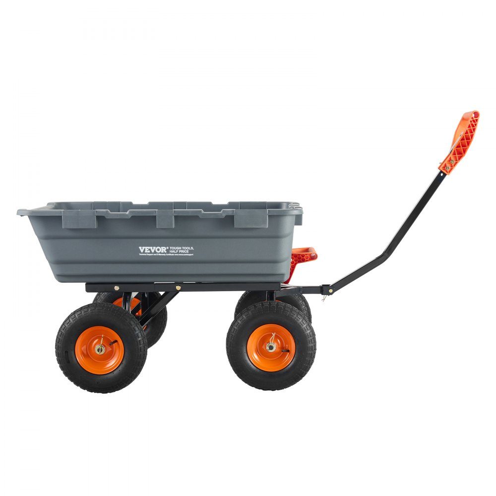 Trolley, Garden Cart with Easy to Assemble Steel Frame, Garden Cart with 2-in-1 Convertible Handle, Multi-Purpose Wheelbarrow with 680kg Load Capacity, 33cm Tires
