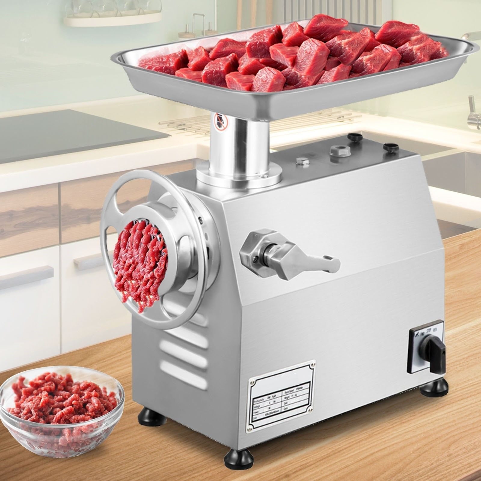 Fleischwolf Elektrische Hackfleischmaschine 250 kg/h Edelstahl Fleischwolf für Supermärkte Metzgerei Restaurant