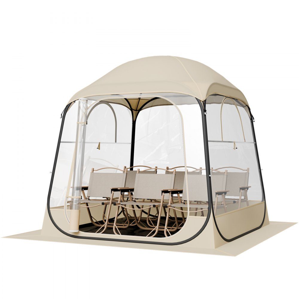 Transparentes Zelt, 183 x 183 x 195 cm, Pop-Up-Zelt für 5–6 Personen, Sportzelt mit Bodenmatte und oberer Abdeckung, Outdoor-Blasenzelt, Camping-Unterstand für Veranstaltungen, Angeln, Jubeln
