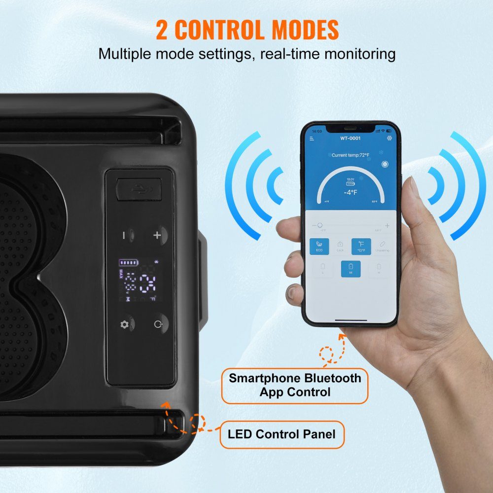 Car Refrigerator, 12V Car Armrest Refrigerator, Portable Single Zone Freezer, 15L, Adjustable Range -20°C to 20°C, 12/24V DC and 100-240V AC, Compressor Cooler for Outdoor Camping