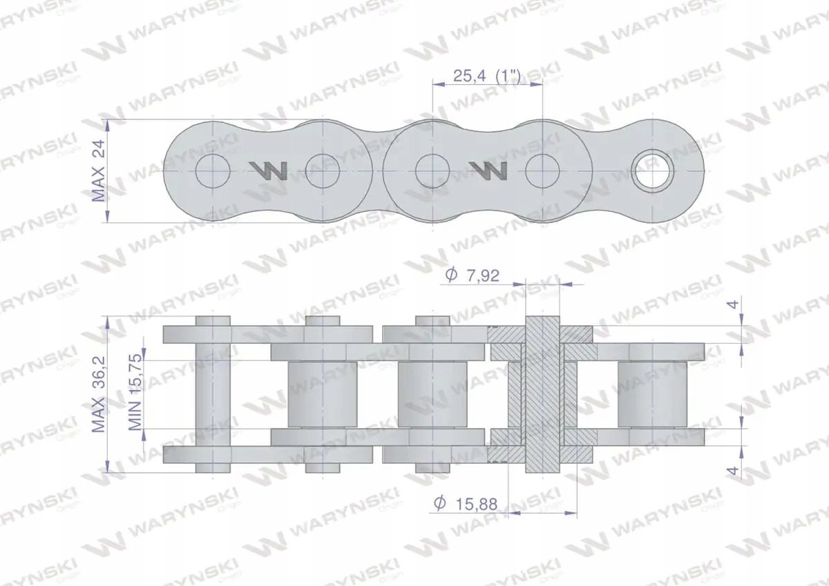 Famarol rollenketting 16AH-1-42PS ANSI A 80H applicatierollenpers