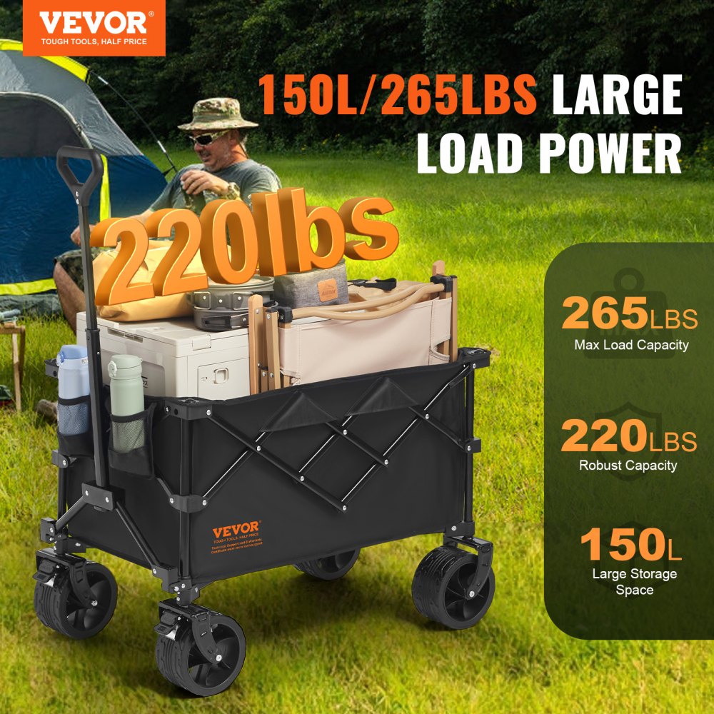 Bollerwagen 890 x 540 x 1080 mm Kinderwagen aus 600D Oxford-Gewebe mit PVC-Beschichtung Strandwagen 150 L Stauraum max. 120 kg Tragfähigkeit Transportwagen Gerätewagen Handwagen Bollerwagen 890 x 540 x 1080 mm Kinderwagen aus 600D Oxford-Gewebe mit PVC-Beschichtung Strandwagen 150 L Stauraum max. 120 kg Tragfähigkeit Transportwagen Gerätewagen Handwagen