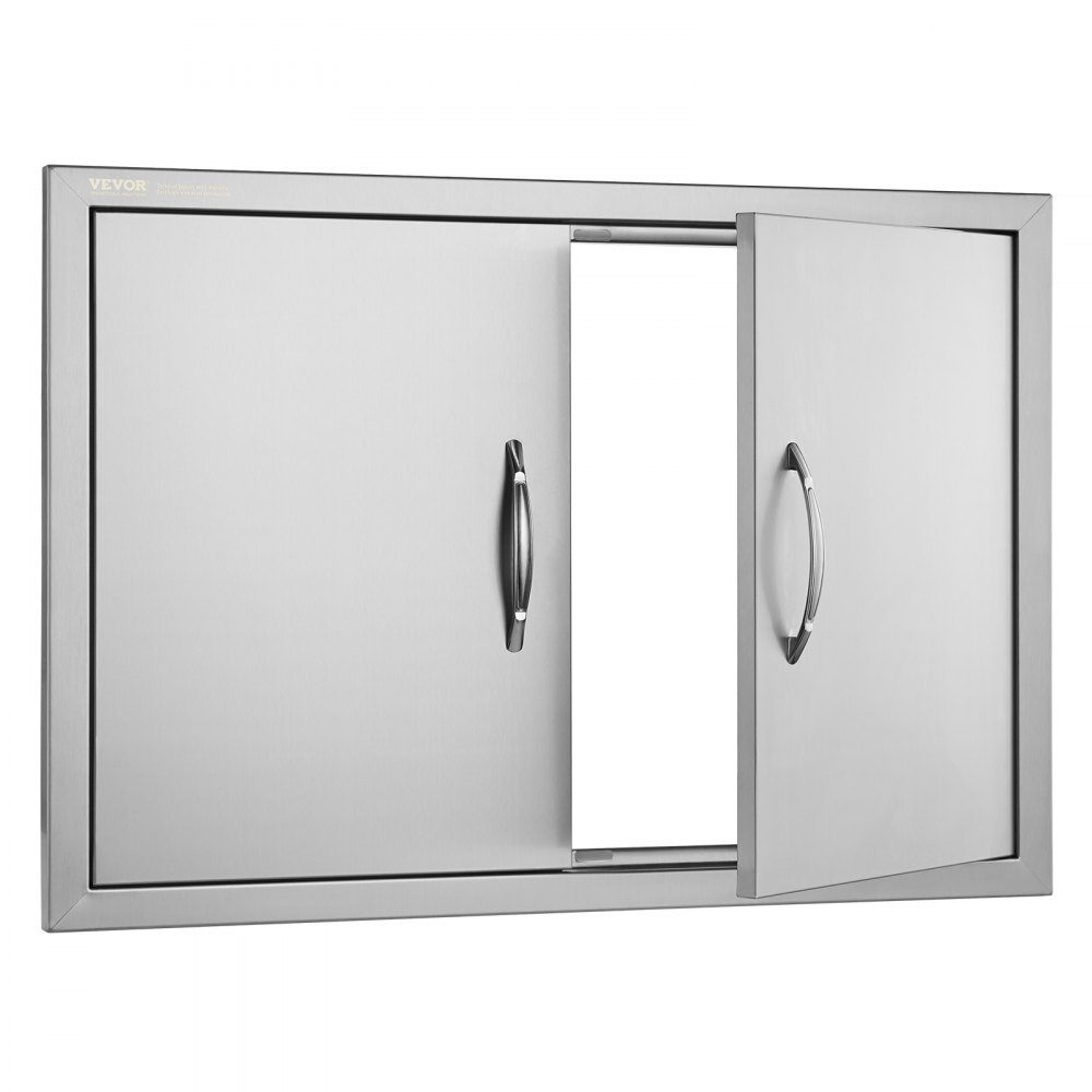 Grill Access Door 774x533mm Double Outdoor Kitchen Door Flush Mount Stainless Steel Door Vertical Wall Door with Handles for Grill Island Grill Station Outdoor Cabinet