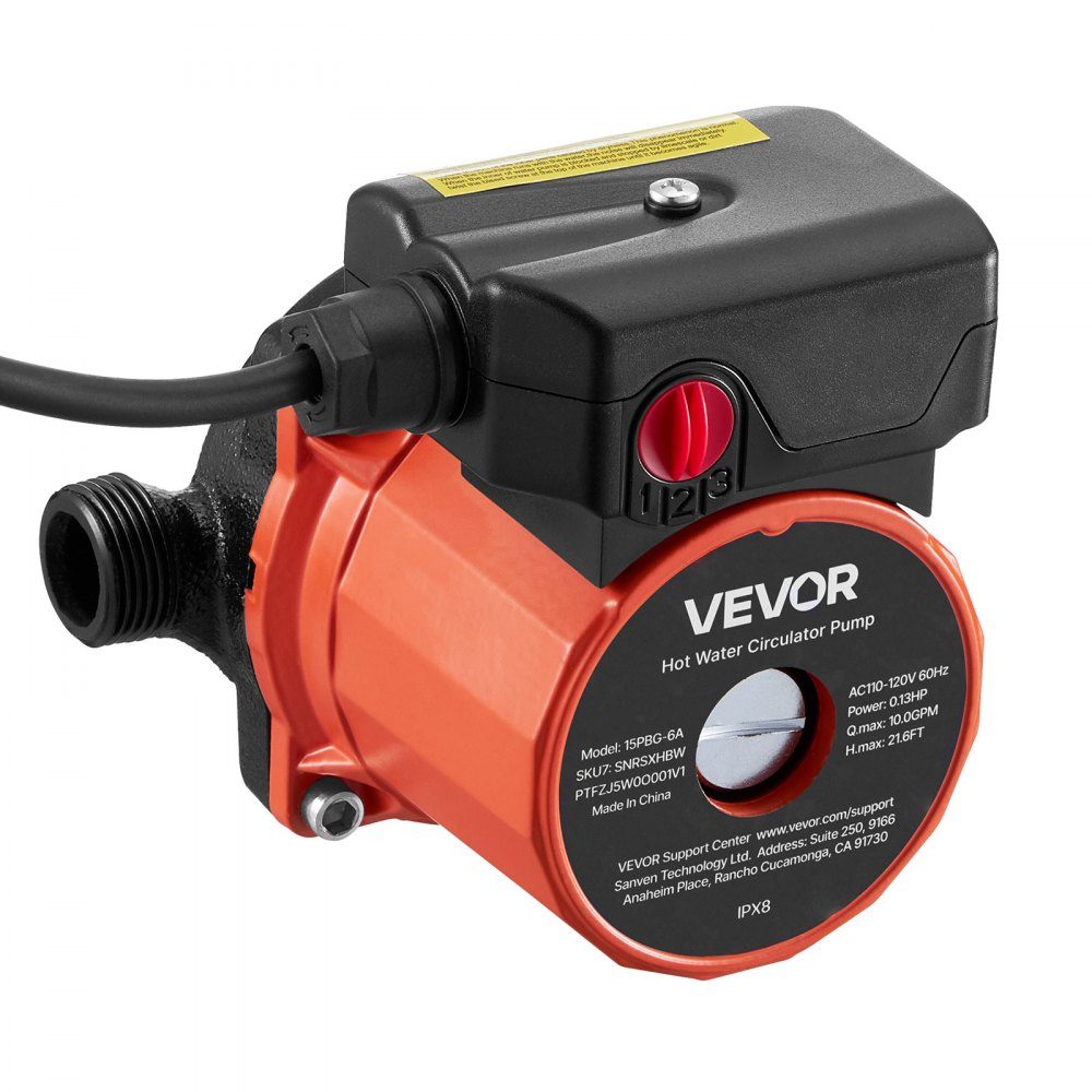 Pompe de circulation 38LPM Système de pompe de circulation à circulation instantanée Contrôle à 3 vitesses 100W Adaptateur AC 220-240V G3/4" à G1/2" Tête en fonte pour système de chauffe-eau