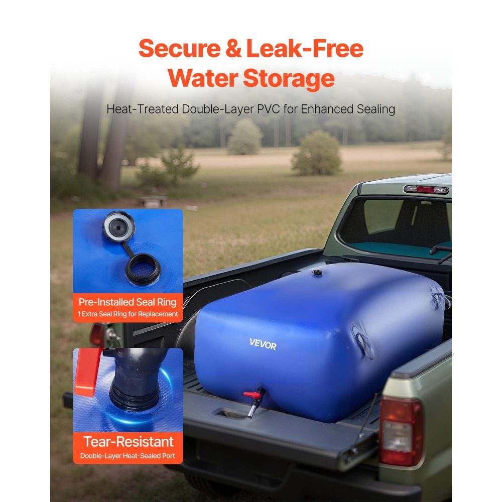 Conteneur de stockage de vessie d'eau 540 L, sac de stockage d'eau en PVC 1000D durable, vessie de stockage d'eau, idéal pour le camping, l'arrosage du jardin, les camping-cars et les urgences, bleu
