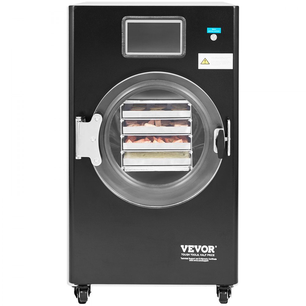Freeze Dryer Freeze Drying Machine Drying Equipment (4-6kg Capacity) for Food with 4 Layer Trays and Adjustable Temperature and Time, for Fruit Black