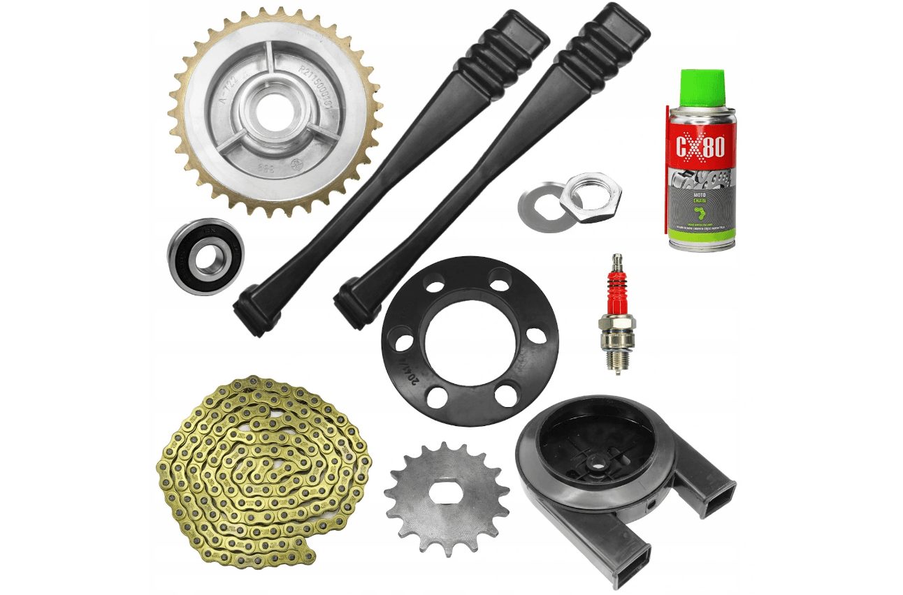 Zestaw Simson Gear Tył i Przód XXXL Złoty z Pokrowcem Simson S51 / S60 / S70 / ENDURO