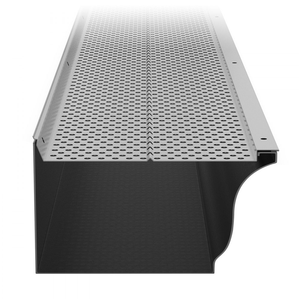 Protection de gouttière 152 mm de largeur Filtre à feuilles en aluminium Couvercle de gouttière fait maison 26 pièces 264 cm de longueur totale 4 mm de diamètre de trou et 0,5 mm d'épaisseur Garde de gouttière Raptor