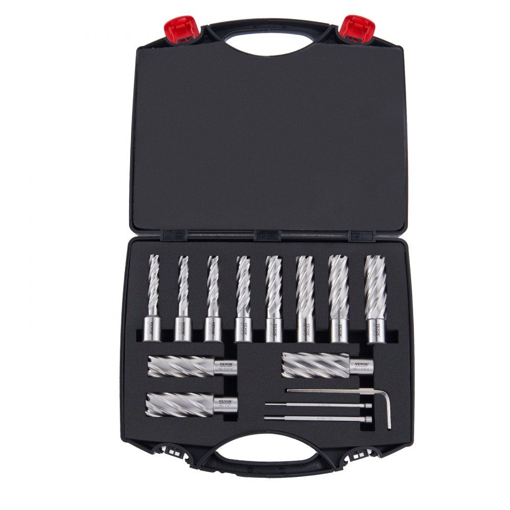 Metal Crown Drill Set 13-teilig 7/16, 1/2, 9/16, 11/16, 5/8, 3/4, 13/16, 7/8, 15/16, 1, 1-1/16 Inch Core Drill Set 50.8mm Cutting Depth Ring Cutter Set Magnetic Drill Accessories