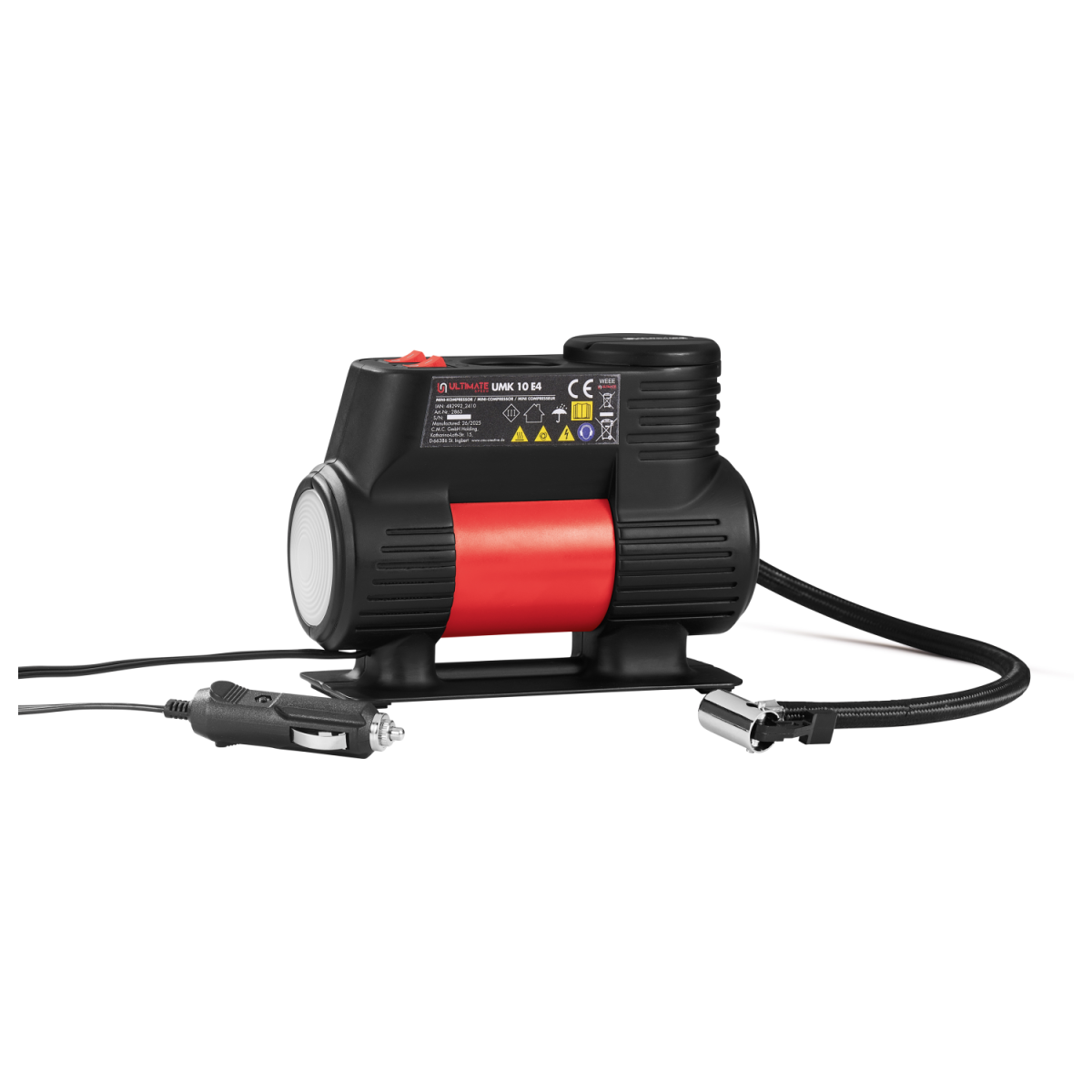 ULTIMATE SPEED® minicompressor UMK 10 E4, met geïntegreerde manometer