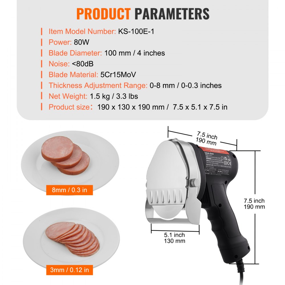 Electric Shawarma Knife 80W Turkish Kebab Knife Commercial Stainless Steel Gyro Cutter Doner Kebab Meat Cutter with 2 Blades 10cm Blade Diameter