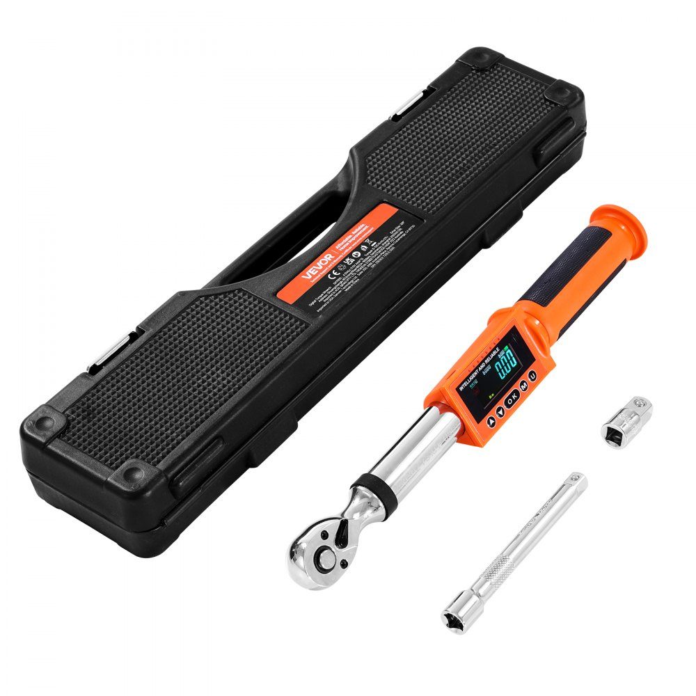 3/8" Drive (6.7-135Nm) Digital Torque Wrench Set, 72 Teeth, ±2% Precise Electronic Torque Wrench with Preset Value and LED Notification for Car Repair