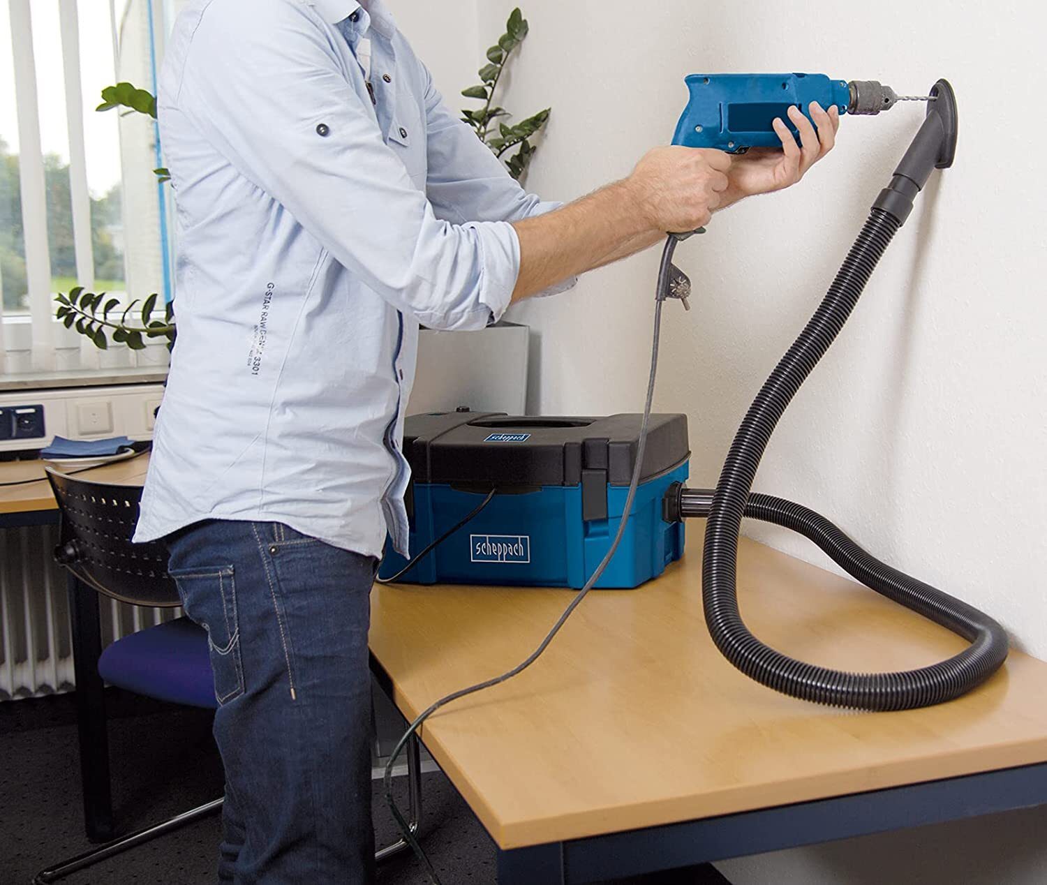 Scheppach Saugsystem HD2P 3in1 Saugsauger - 1250 Watt | Luftleistung: 120m³/h | Fassungsvermögen: 5 l | Filtergröße: 350 x 250 mm | Schlauch Ø/Länge: 40 / 2000mm | Ausblasfunktion