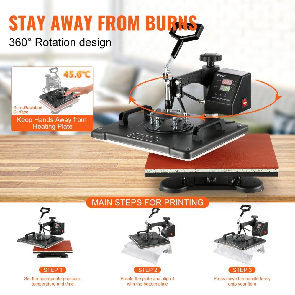 Heat Press 8 in 1 Heat Press Machine 38x30cm T-Shirt Press Machine Heat Press Machine DIY Heat Press with Digital LED Temperature