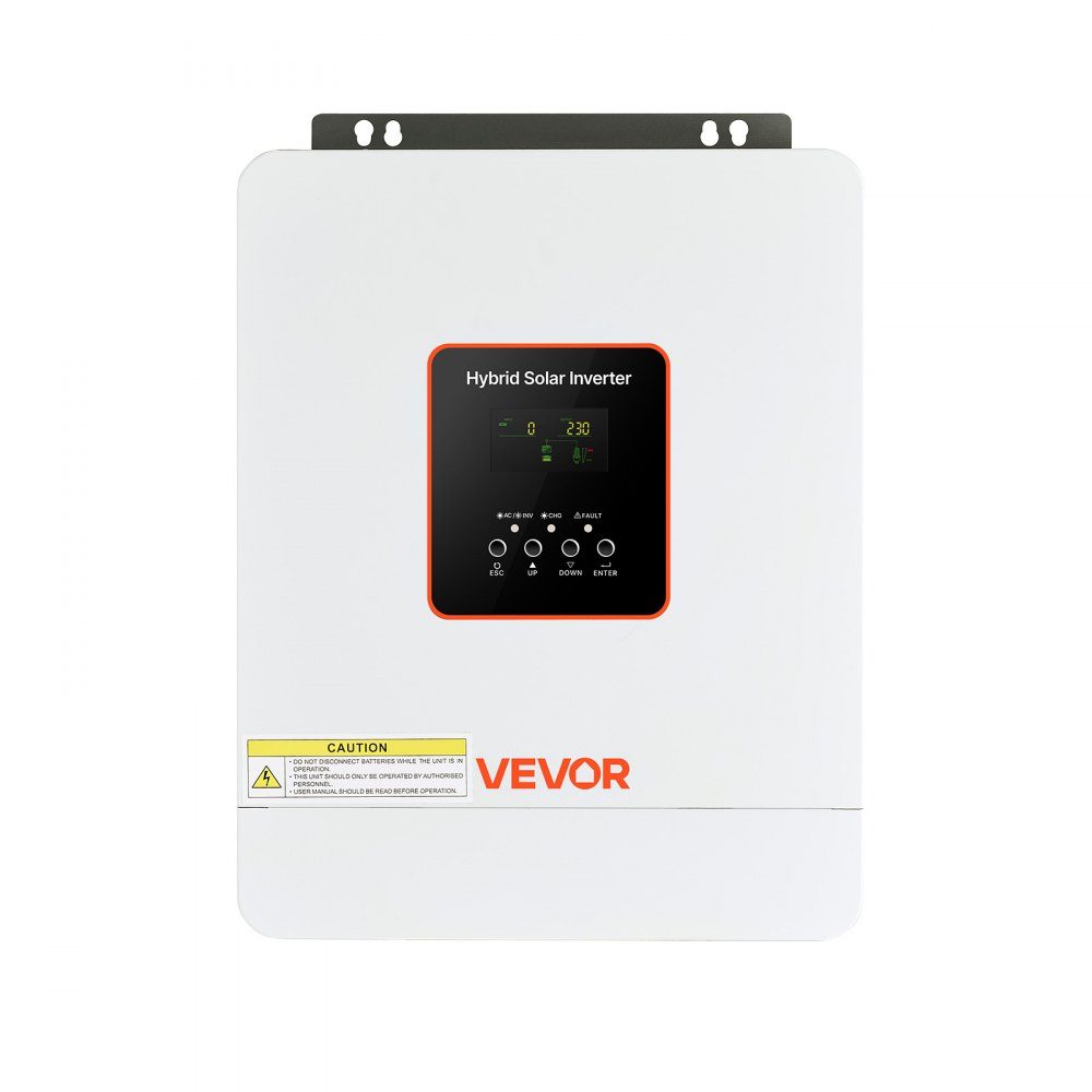 3000W hybrid inverter, 24V DC to 230V AC, with integrated 80A MPPT solar charge controller, compatible with lead-acid & lithium batteries, for home, RV & off-grid systems