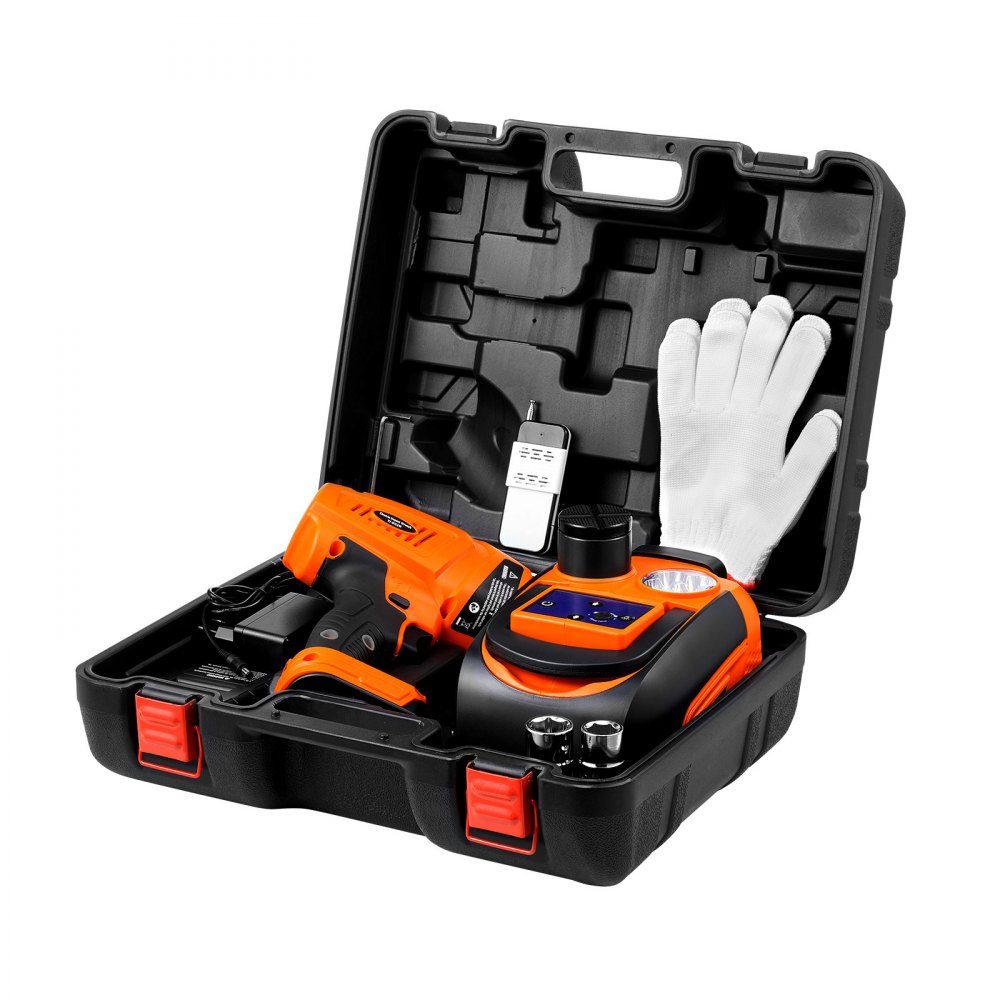 Cric de voiture électrique Cric à ciseaux portable réglable avec haute capacité (5T), remplacement du démonte-pneu avec clé à chocs, lumière LED et télécommande, pour camion berline SUV