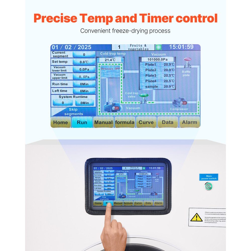 Freeze Dryer Freeze Drying Machine Drying Equipment (4-6kg Capacity) for Food with 4 Layer Trays and Adjustable Temperature and Time, for Fruit White