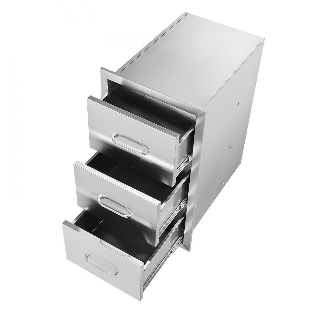Buitenkeukenladen 16"B x 28,5"H x 20,5"D, roestvrijstalen verzonken grillladen met drievoudige toegang en handgreep, grilleilandladen voor buitenkeukens of terrasgrillstations