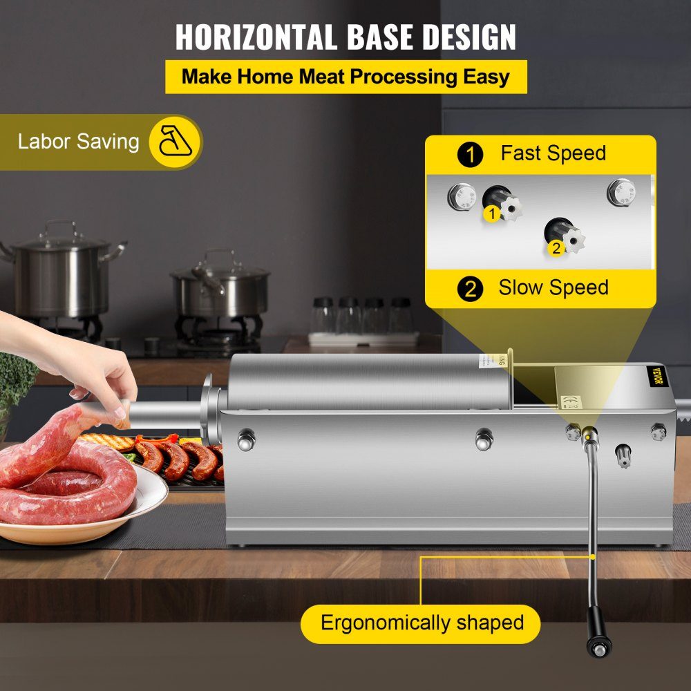 Sausage Filler 5L Meat Grinder Sausage Machine Sausage Filling Machine Horizontal Stainless Steel Sausage Syringe