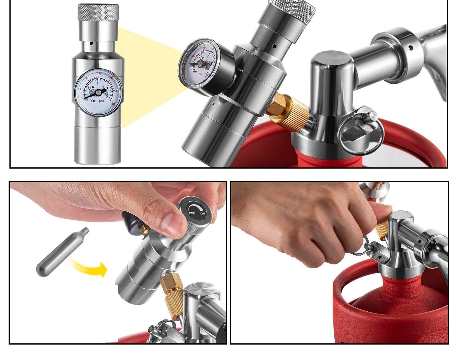Set 5L bierdispenser met drukregelaar-manometer gemaakt van roestvrij staal