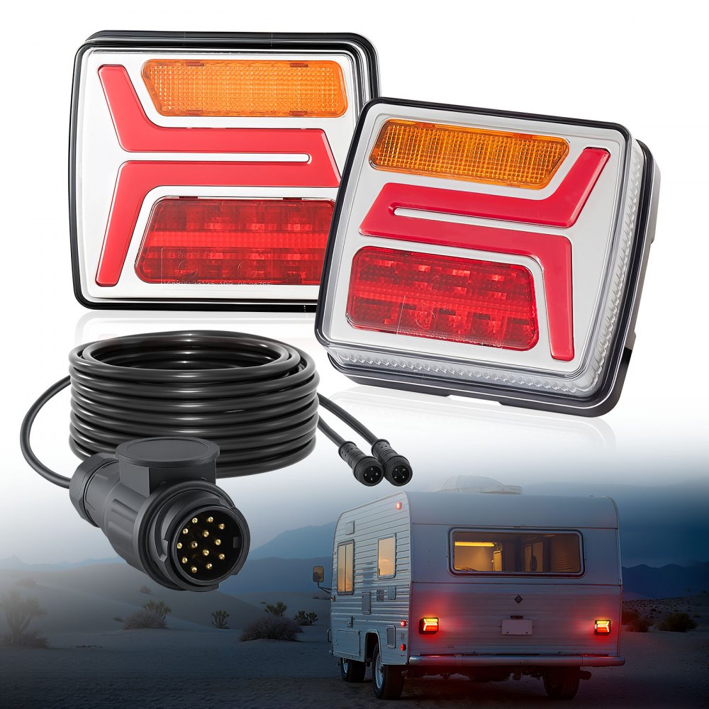 Lot de 2 feux de remorque avec 4 modes (feu stop/clignotant/feu arrière/éclairage de plaque d'immatriculation), kit d'éclairage de remorque étanche avec faisceau de câblage pour bateau, camping-car, camion, bus Lot de 2 feux de remorque avec 4 modes (feu stop/clignotant/feu arrière/éclairage de plaque d'immatriculation), kit d'éclairage de remorque étanche avec faisceau de câblage pour bateau, camping-car, camion, bus
