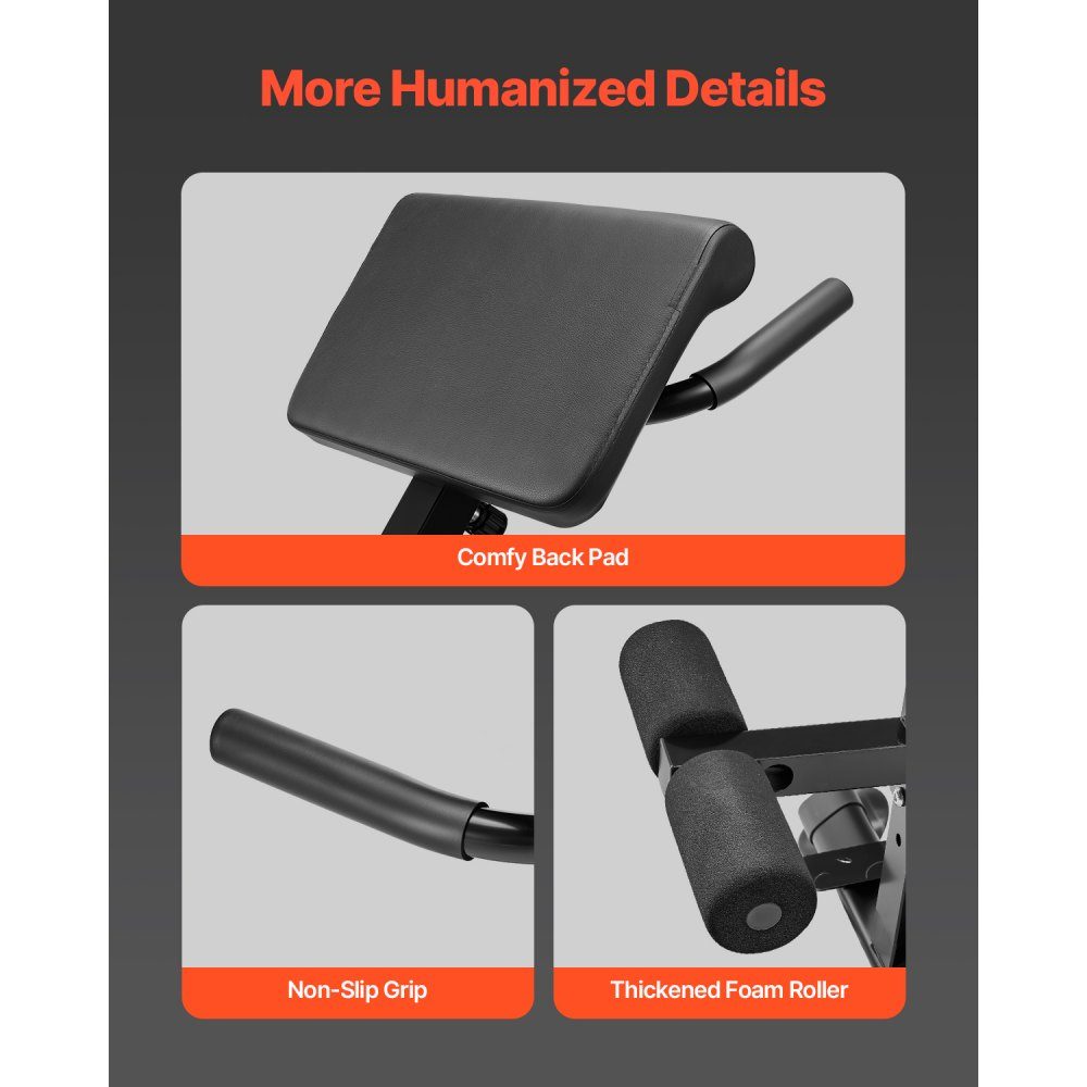 Roman Chair hyperextension bench back stretcher 113 kg, robust and foldable extension machine, training device for back muscle training, fitness weight bench for the home gym