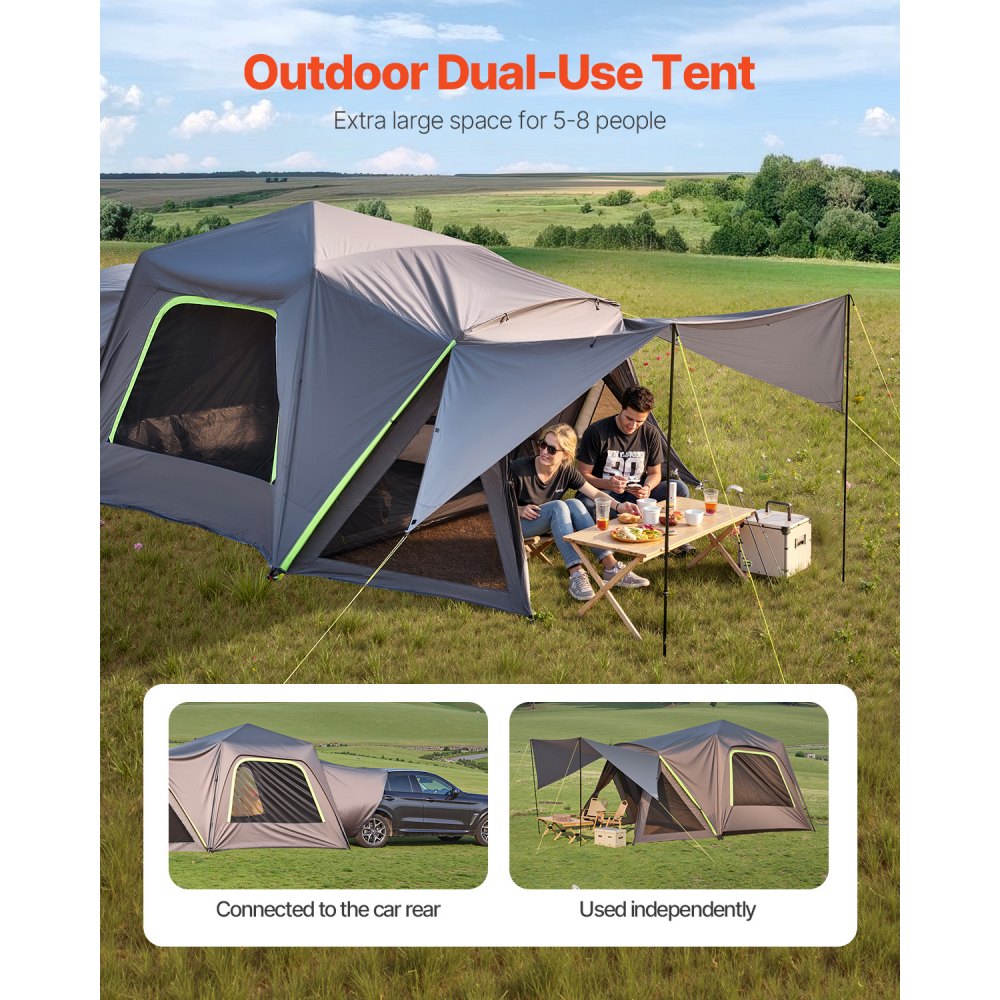 Tente de camping pour voiture SUV (305 x 310 x 230 cm) étanche PU2000 spacieuse double couche pour 5 à 8 personnes Tente de camping SUV avec auvent d'ombrage, fenêtres en maille, auvent de pluie et sac Tente de camping pour voiture SUV (305 x 310 x 230 cm) étanche PU2000 spacieuse double couche pour 5 à 8 personnes Tente de camping SUV avec auvent d'ombrage, fenêtres en maille, auvent de pluie et sac