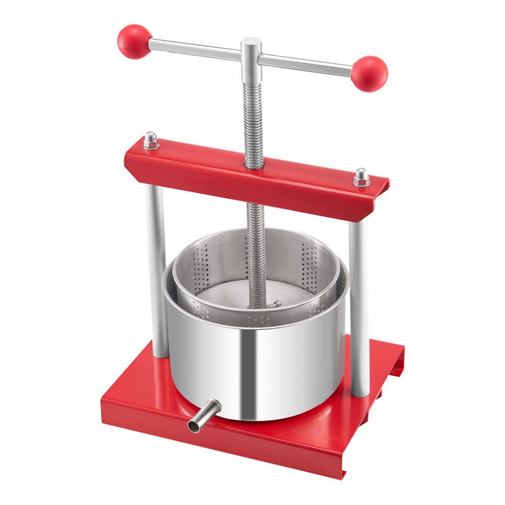 Obstweinpresse Apfelpresse (3L) mit 2 Edelstahlfässern Manueller Entsafter Apfelweinpresse Apfelpresse Traubenpresse Olivenölpresse Handpresse Entsafter mit T-Griff für Küche