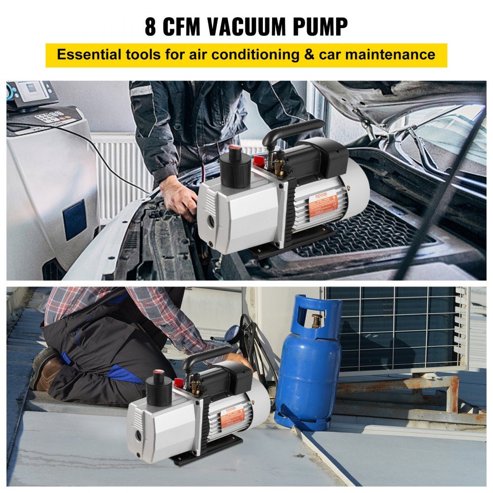 Vacuum Pump 8CFM 3/4HP Two Stage Air Conditioner Vacuum Pump 220V 0.3PA Ultimate Vacuum Refrigerant HVAC Tool for Car Repair Vacuum Evacuation