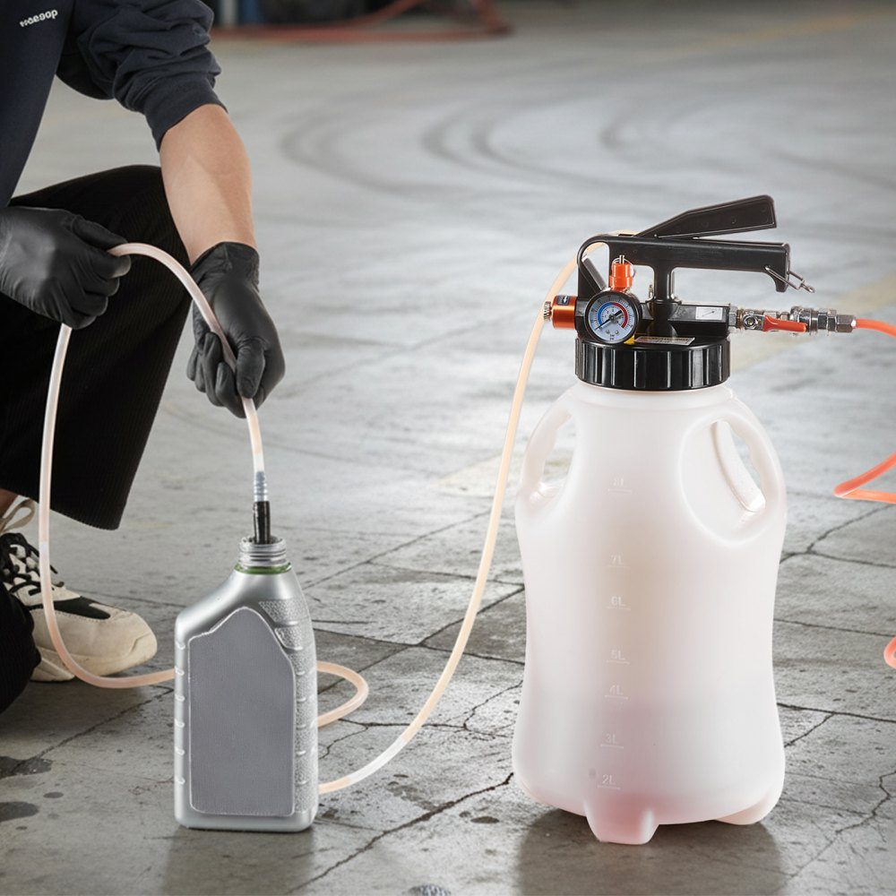 Getriebeölpumpe 8L, pneumatische Transferpumpe mit 15 ATF-Adaptern, Getriebeöleinfüller mit HDPE-Tank, Ölsaugpumpe, Öleinfüller, Öleinfüller, Pumpenwerkzeug für Autos und Boote
