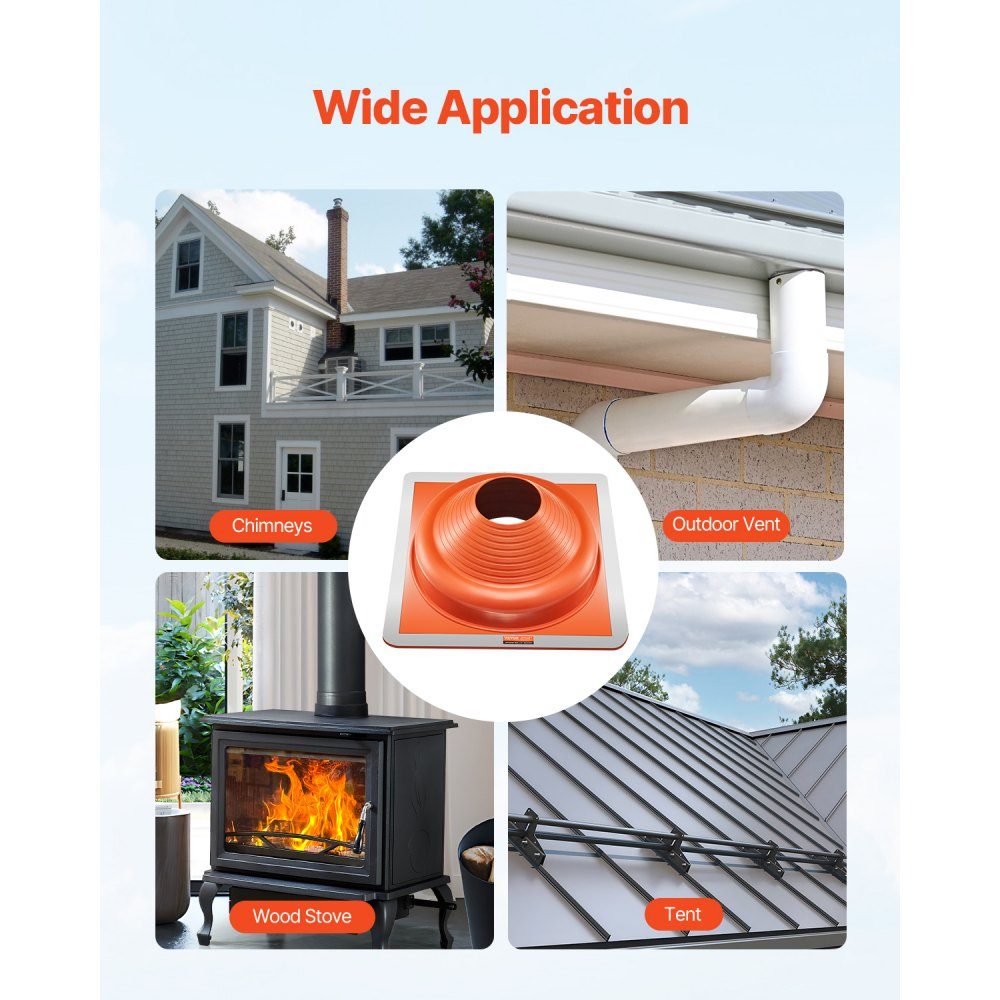 2 stuks buismanchet, geschikt voor buisbuitendiameter 170-355 mm, siliconen dakdoorvoer, dakafdichtingsflens -74℃-225℃, metalen basis, voor schoorsteen, houtkachel en ventilatiebuizen voor buiten