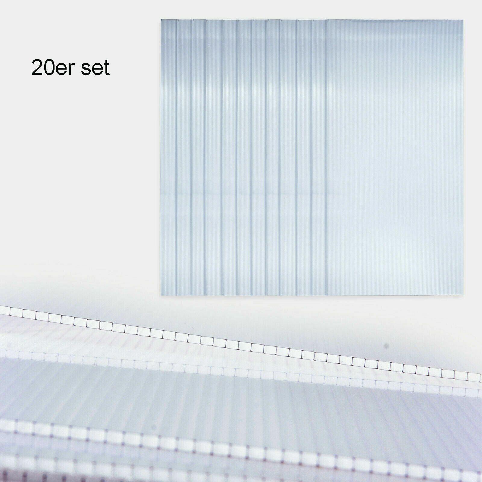 20x Polycarbonat Dachplatten Doppelstegplatten Hohlkammerplatten Gewächshausplatten 4mm