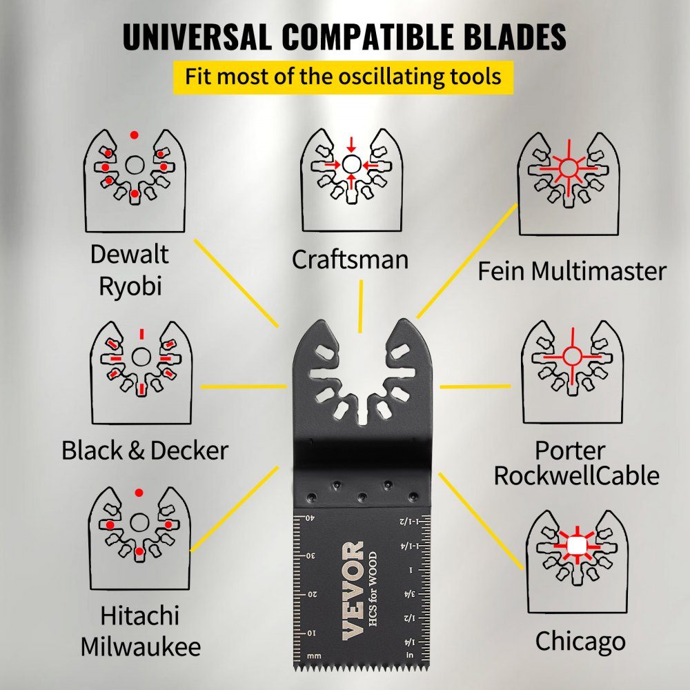 100x Multitool Saw Blades Oscillating Accessory Set HCS + Stainless Steel Multitool Segment Saw Blade 1-3/8 Inch Multifunctional Tool Accessory Set 45-47 HRC
