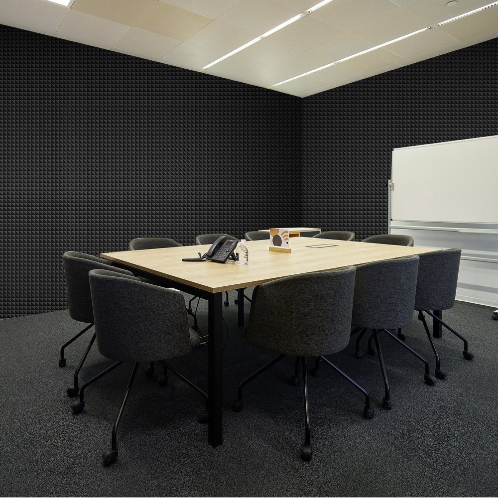 Akoestische schuimpanelen, set van 36, 300x300x50mm, piramidevormige geluiddichte wandpanelen, akoestische panelen, akoestische schuimmatten voor studiowanden en plafonds, zwart