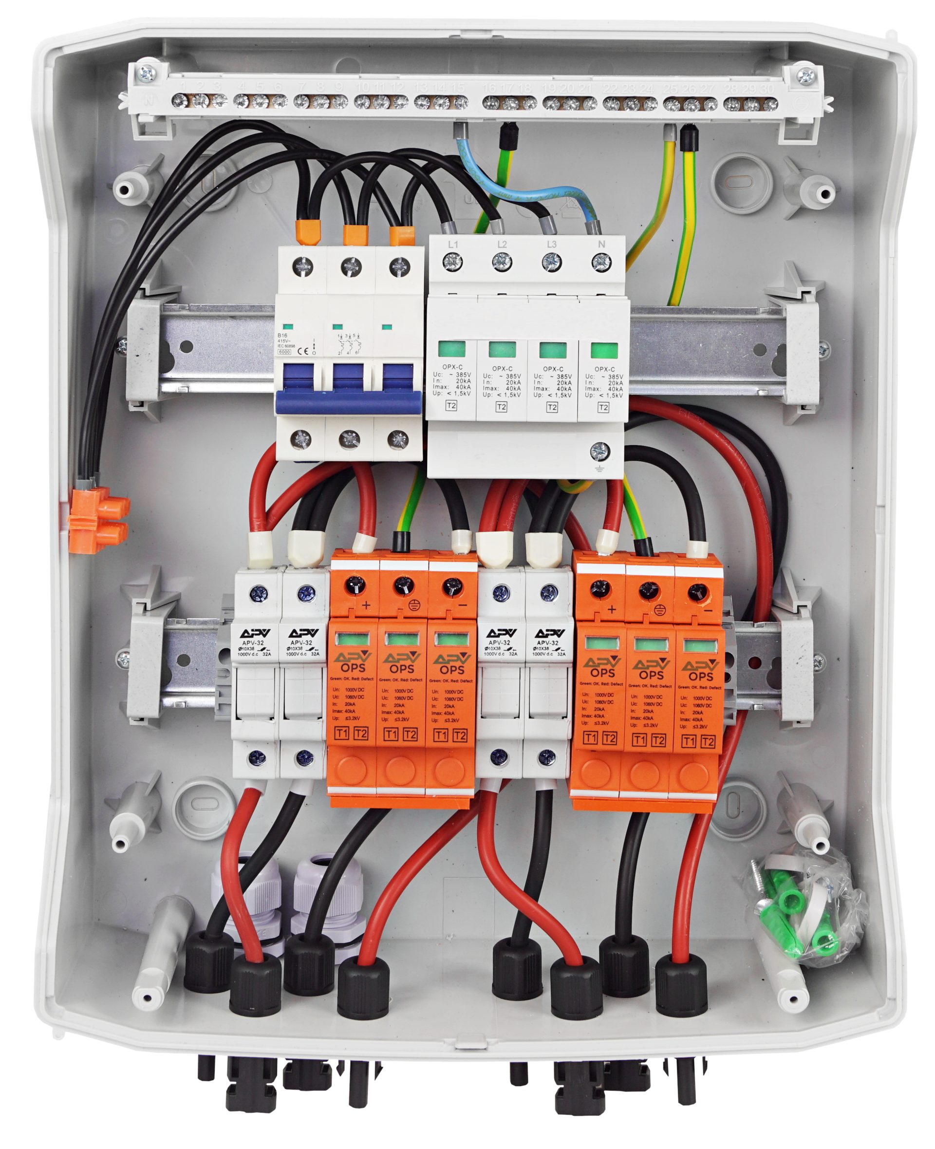 BOÎTE DE CONNEXION SOLAIRE PHOTOVOLTAÏQUE PV DC AC 2 chaînes 1000V 24 modules