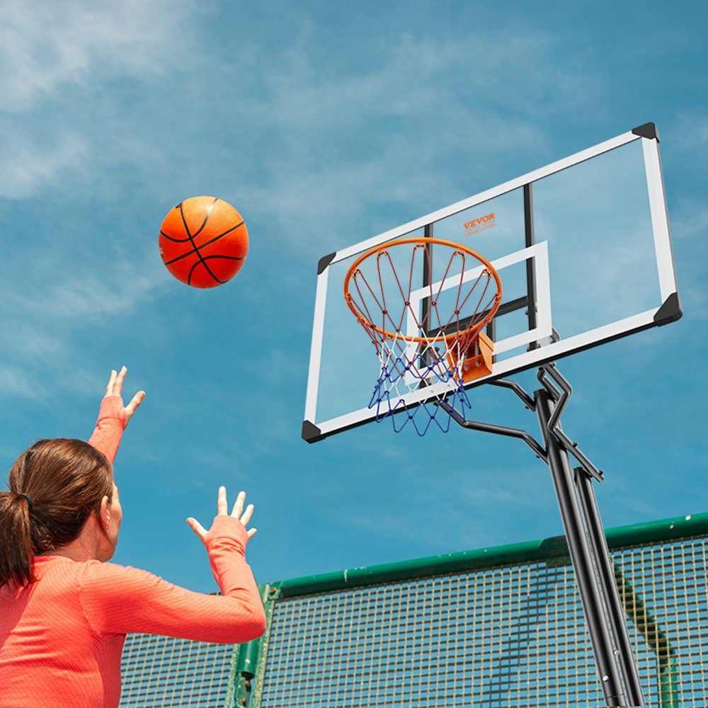 Basketbalring Outdoor basketbalring met standaard 232-305 cm in hoogte verstelbaar, draagbare basketbalstandaard met wielen, basketbalset voor kinderen en volwassenen, standaard en vulbare basis, zwart