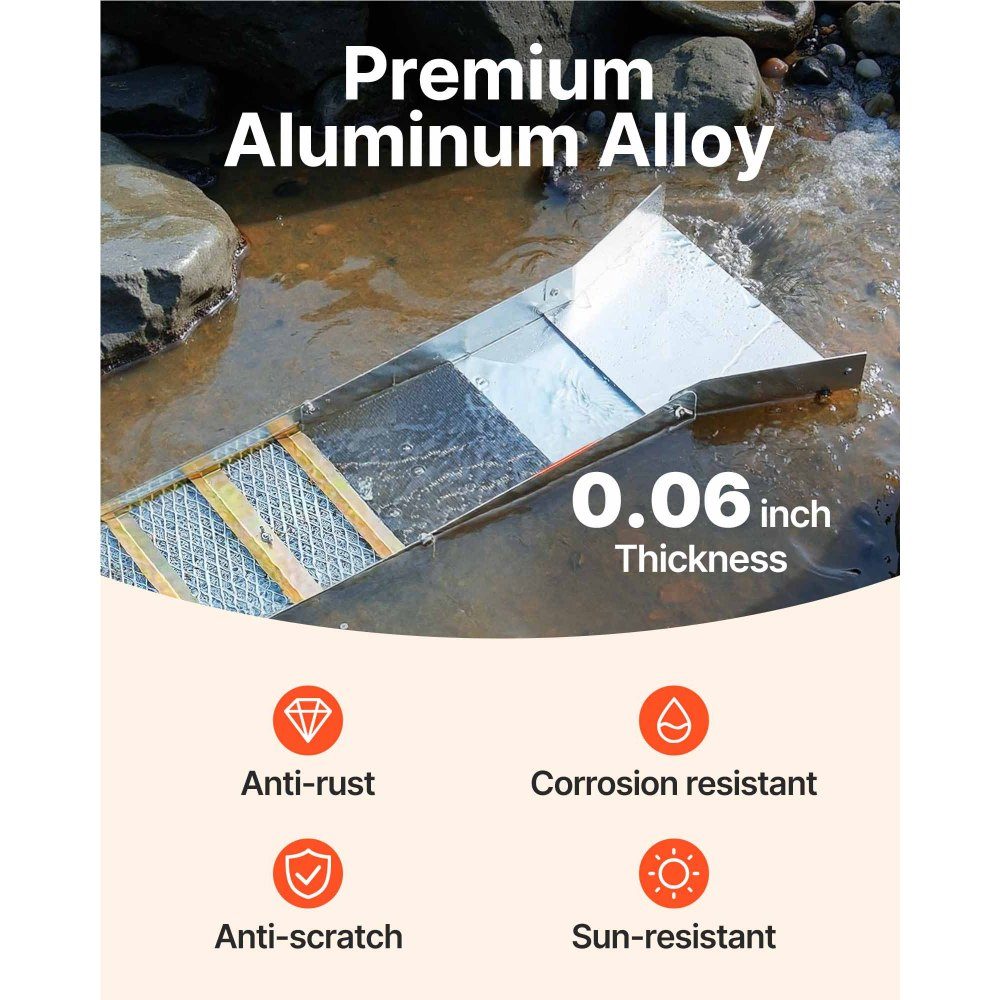 Faltbarer Schließkasten aus Aluminiumlegierung, kompakte 50-Zoll-Schließkästen für Gold, leichte Goldschlossausrüstung, tragbare Schließkästen mit Bergmannsmoos, Fluss, Bach usw